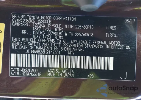 2017 Lexus Nx 200T from USA, damaged, VIN JTJBARBZ6H2147331